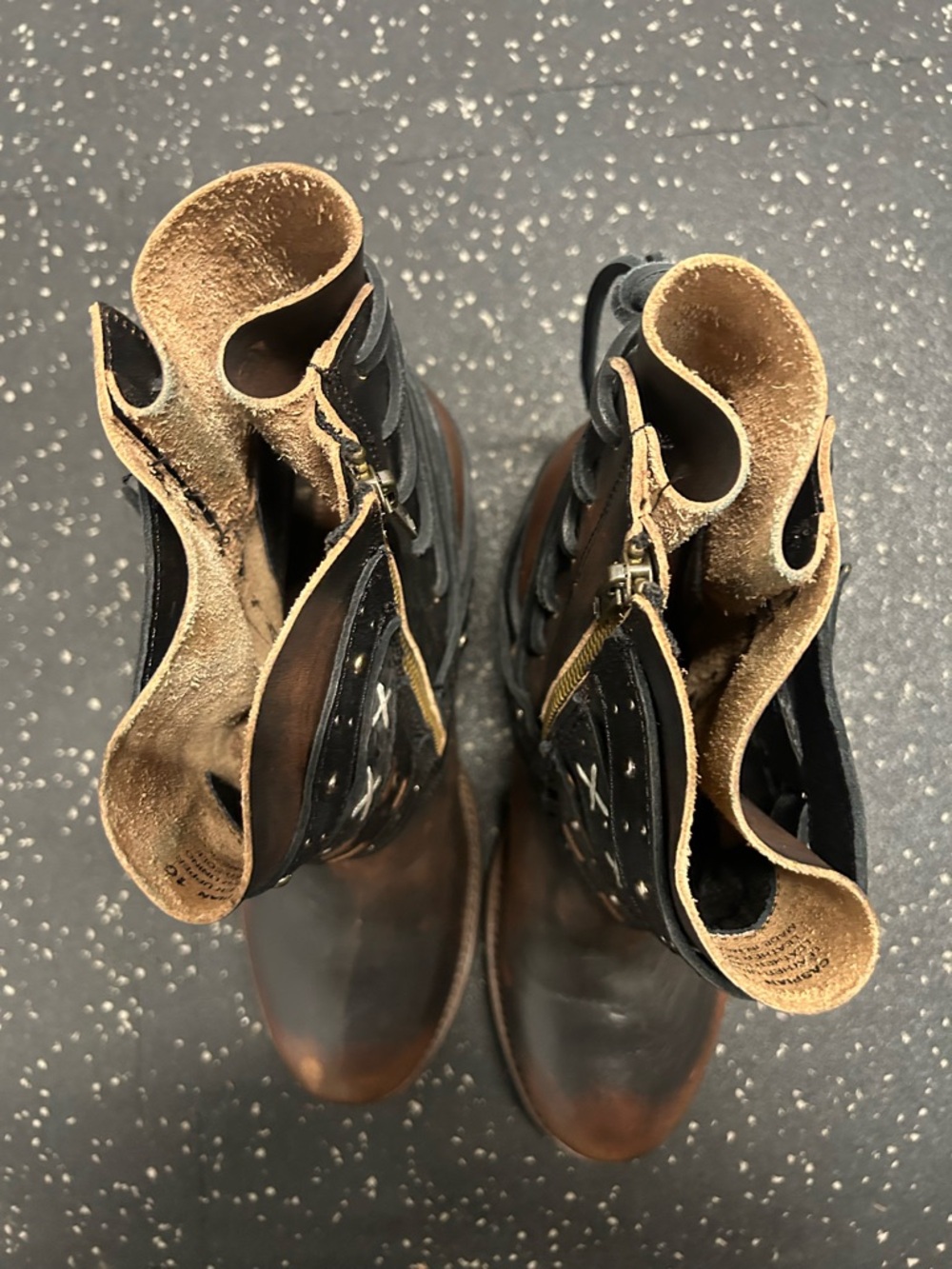 Freebird by Steven Caspian Leather Multi-Strap Studded Moto Boots Brown Black 10 - Picture 10 of 14